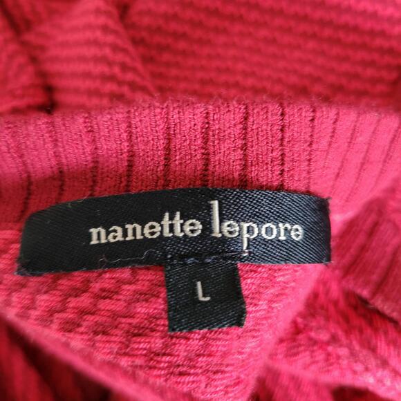Nanette Lepore Knit Dress Geometric Red Fit Flare Scoop Neck Women Large - Picture 10 of 12